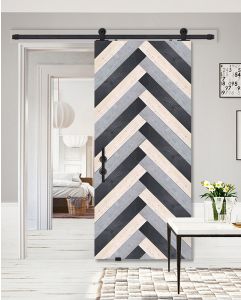 Chevron 2 Rustic Farmhouse Barn Single Door, Pine