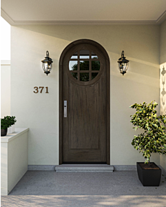 Mahogany Circle Round Top 9 Lite, Top View SDL 1 Panel Single Door|GC901-RT-OG