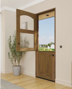 Mahogany Arch Lite Top View 1 Panel Arts and Crafts SDL Shaker Dutch Door|CRF-AR-P1G1-DUT_P101-DUB