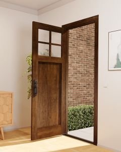 Mahogany Craftsman 4 Lite, Top View SDL 1 Panel Shaker Single Door