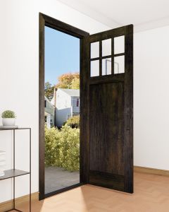 Mahogany Craftsman 6 Lite, Top View SDL 1 Panel Shaker Single Door