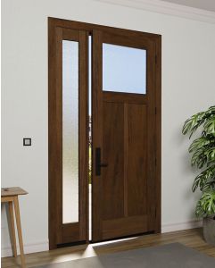 Mahogany Craftsman Top View 2 Panel Shaker Single Door, Sidelite|CRF-P2G1-SH