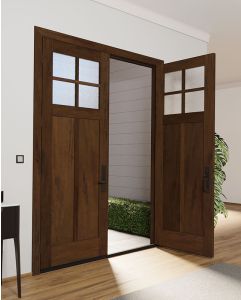Mahogany Craftsman 4 Lite, Top View SDL 2 Panel Shaker Double Door
