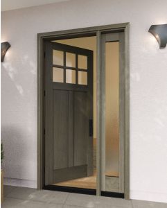 Mahogany Craftsman 6 Lite, Top View SDL 2 Panel Shaker Single Door, Sidelite|CRF-P2G6-SH