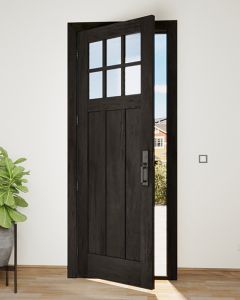 Mahogany Craftsman 6 Lite, Top View SDL 3 Panel Shaker Single Door