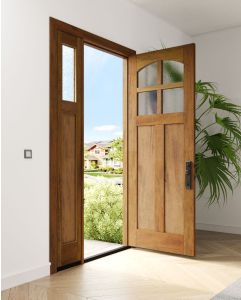 Mahogany Craftsman Arch Lite, Top View, 4 Lite SDL 2 Panel Shaker Single Door, Sidelite|CRF4-SH-AR-FP