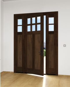 Mahogany Craftsman 6 Lite, Top View SDL 2 Panel Shaker Single Door, Sidelites|CRF6-SH-FP