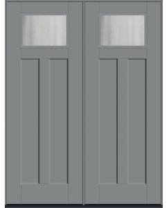 96 Chinchilla Craftsman Top View 2 Panel Shaker Smooth Fiberglass Double Doors , WBD Impact