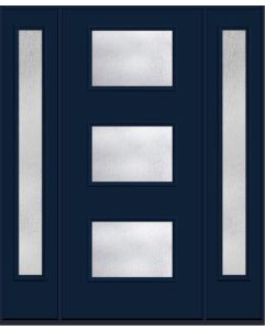 80 Rainglass Modern Pulse Ari 3-Lite Smooth Fiberglass Single Door,Sidelites , WBD Impact