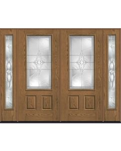 80 Wellesley 3/4 Lite 2 Panel Oak Fiberglass Double Door,Sidelites , WBD Impact