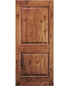 96 Knotty Alder 2 panel,,Raised Panel v-grooved Single Door
