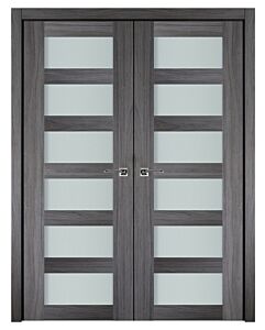 Italia Vetro, Laminated Glass Swiss Elm 6-Lite, Prefinished Interior Double Door