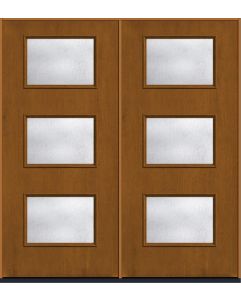 80 Rainglass Modern Pulse Ari 3-Lite Mahogany Fiberglass Double Doors , WBD Impact