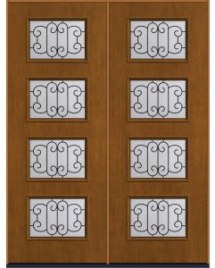 96 Riserva Modern Pulse Ari 4-Lite Mahogany Fiberglass Double Doors , WBD Impact