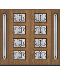 96 Riserva Modern Pulse Ari 4-Lite Oak Fiberglass Double Door,Sidelites , WBD Impact