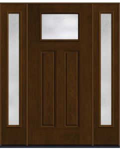 80 Rainglass Craftsman Top View 2 Panel Mahogany Fiberglass Single Door,Sidelites , WBD Impact