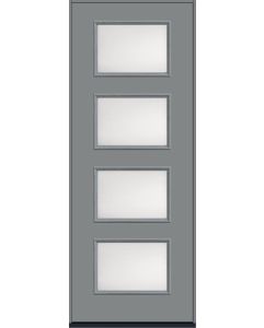 96 Satin Etch Modern Pulse Ari 4-Lite Smooth Fiberglass Single Door , WBD Impact