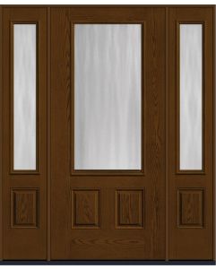 80 Chinchilla 3/4 Lite 2 Panel Oak Fiberglass Single Door,Sidelites , WBD Impact