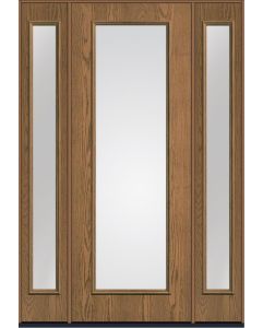 96 Clear Full Lite Oak Fiberglass Single Door,Sidelites , WBD Impact
