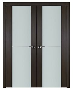 Italia Vetro, Laminated Glass Premium Wenge 1H, Prefinished Interior Double Door