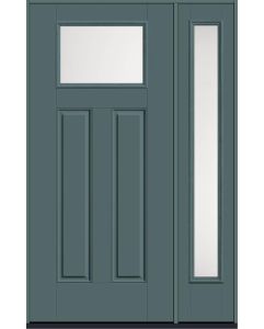 80 Satin Etch Craftsman Top View 2 Panel Smooth Fiberglass Single Door,Sidelite , WBD Impact