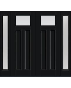 96 Low-E Craftsman Top View 2 Panel Shaker Smooth Fiberglass Double Door,Sidelites , WBD Impact