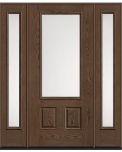 80 Satin Etch 3/4 Lite 2 Panel Oak Fiberglass Single Door,Sidelites , WBD Impact