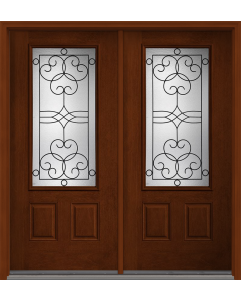 80 Salinas 3/4 Lite 2 Panel Mahogany Fiberglass Double Doors , WBD Impact