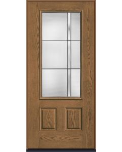 80 Axis 3/4 Lite 2 Panel Oak Fiberglass Single Door , WBD Impact