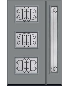 80 Riserva Modern Pulse Ari 3-Lite Smooth Fiberglass Single Door,Sidelite , WBD Impact
