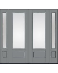 96 Clear 3/4 Lite 1 Panel Smooth Fiberglass Double Door,Sidelites , WBD Impact