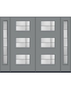 80 Axis Modern Pulse Ari 3-Lite Smooth Fiberglass Double Door,Sidelites , WBD Impact