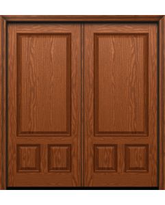 80" 3/4 Elite over 2 Panel Oak Fiberglass Double Door