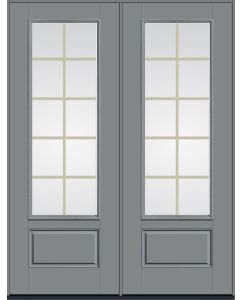 96 Clear Colonial 10 Lite Flat Bar GBG Smooth 3/4 Lite 1 Panel Fiberglass Double Doors , WBD Impact