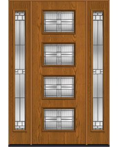 96 Saratoga Modern Pulse Ari 4-Lite Oak Fiberglass Single Door,Sidelites , WBD Impact