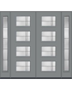 96 Axis Modern Pulse Ari 4-Lite Smooth Fiberglass Double Door,Sidelites , WBD Impact