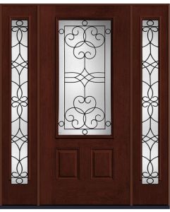 80 Salinas 3/4 Lite 2 Panel Mahogany Fiberglass Single Door,Sidelites , WBD Impact