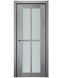 Italia French 4-Lite Vertical, Light Grey Prefinished Interior Single Door