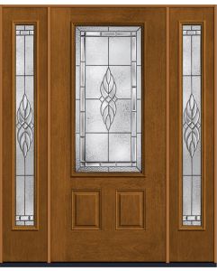 80 Kensington 3/4 Lite 2 Panel Mahogany Fiberglass Single Door,Sidelites , WBD Impact
