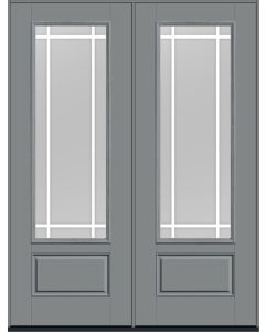 96 Clear Prairie 9 Lite Flat Bar GBG Smooth 3/4 Lite 1 Panel Fiberglass Double Doors , WBD Impact
