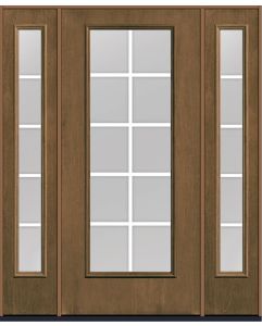 80 Low-E Colonial 10 Lite Flat Bar GBG Mahogany Full Lite Fiberglass Single Door,Sidelites , WBD Impact