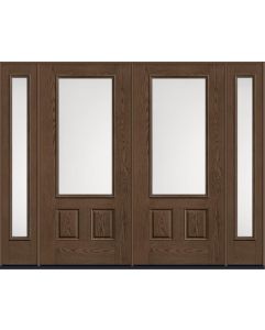 80 Satin Etch 3/4 Lite 2 Panel Oak Fiberglass Double Door,Sidelites , WBD Impact