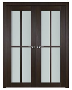 Italia French 4-Lite Vertical, Premium Wenge Prefinished Interior Double Door