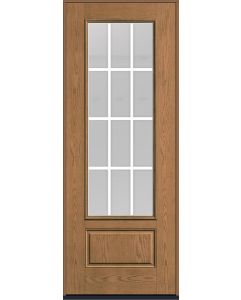 96 Clear Colonial 12 Lite Flat Bar GBG Oak 3/4 Lite 1 Panel Fiberglass Single Door , WBD Impact