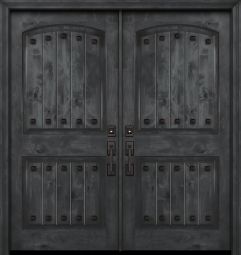 42" x 80" Double Arch 2 Panel Estancia Alder Door with Clavos