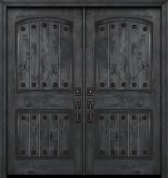 42" x 80" Double Arch 2 Panel Estancia Alder Door with Clavos