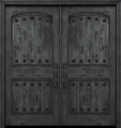 80" Double Arch 2 Panel Estancia Alder Door with Clavos