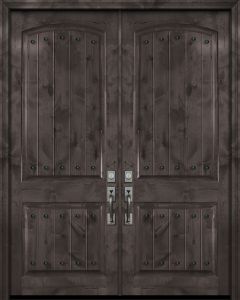 42" x 96" Double Arch 2 Panel Estancia Alder Door with Clavos