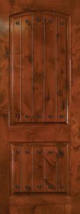96" Arch 2 Panel Estancia Alder Door with Clavos