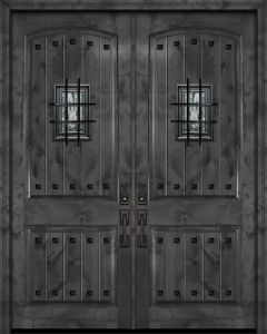 96" Double Arch 2 Panel Estancia Alder Door with Speakeasy & Clavos